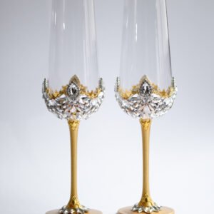 Aurelia luxury wedding champagne flutes handmade crystal rhinestones Lebanon buy online Éclat d'Amour