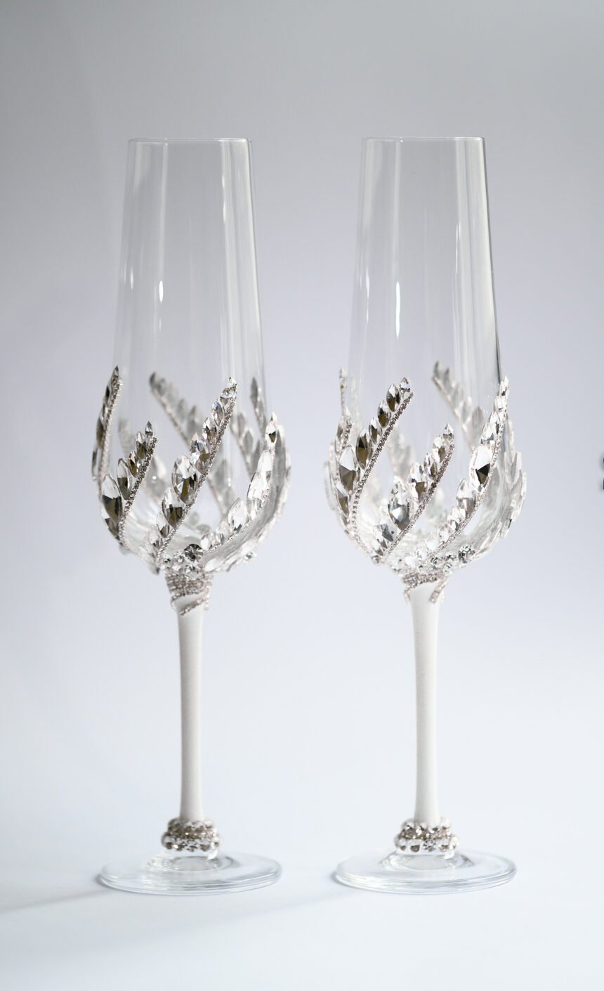 Seraphine Collection celestial-inspired crystal wedding set with radiant crystals and soft curved design