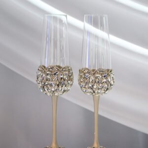 Glory Collection crystal wedding set with crown-like crystal arrangements and elegant scalloped detailing