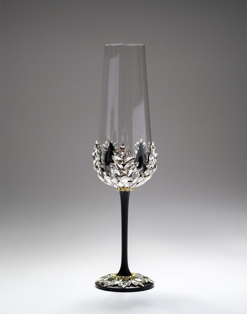 Imperial Collection dramatic crystal wedding set with deep dark tones and luminous crystal contrasts