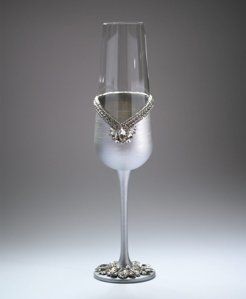 Majestic Collection crystal wedding set with sleek metallic finish and dazzling crystal accents