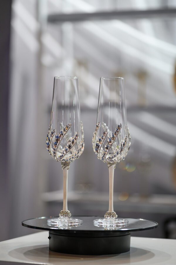 Seraphine Collection celestial-inspired crystal wedding set with radiant crystals and soft curved design